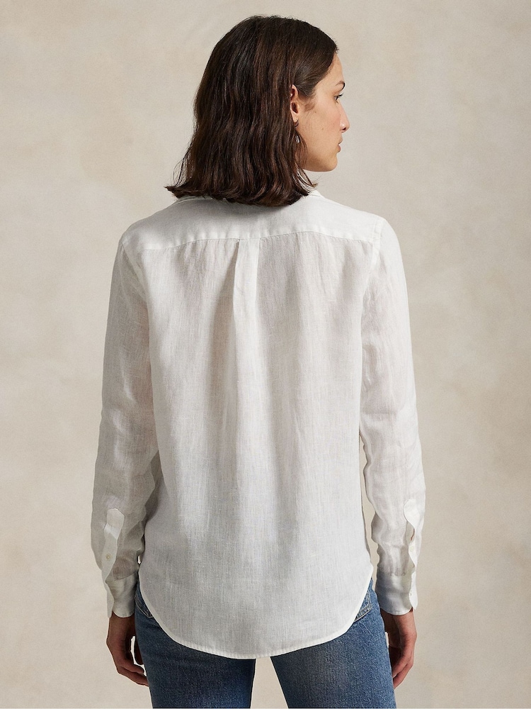 Polo Ralph Lauren White Linen Classic Long Sleeve Button Front Shirt - Image 2 of 9