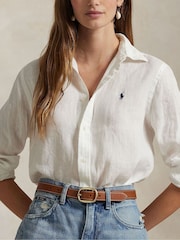 Polo Ralph Lauren White Linen Classic Long Sleeve Button Front Shirt - Image 6 of 9