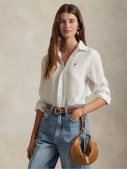 Polo Ralph Lauren White Linen Classic Long Sleeve Button Front Shirt - Image 7 of 9