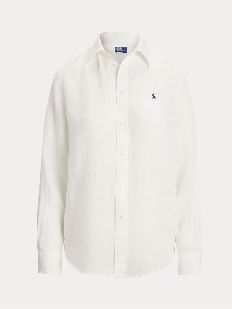 Polo Ralph Lauren White Linen Classic Long Sleeve Button Front Shirt - Image 9 of 9