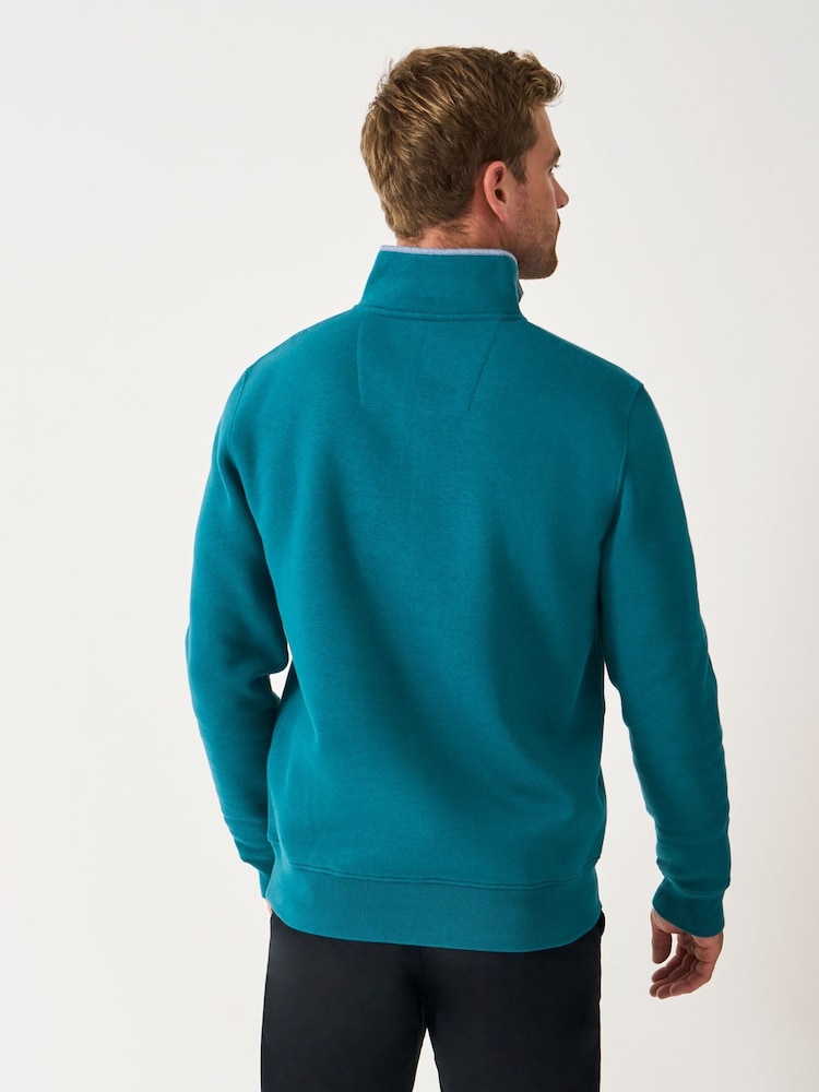 Crew Clothing Blue Classic Half Zip Sweatshirt - Image 2 of 5 Crew Clothing Blue Classic Half Zip Sweatshirt - Image 2 of 5