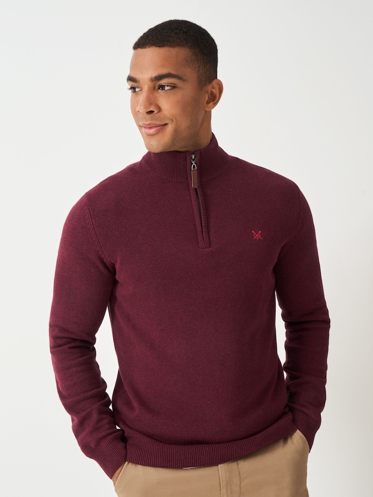 Crew Clothing Red Classic Half Zip Jumper - Image 1 of 5