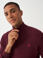 Crew Clothing Red Classic Half Zip Jumper - Image 4 of 5