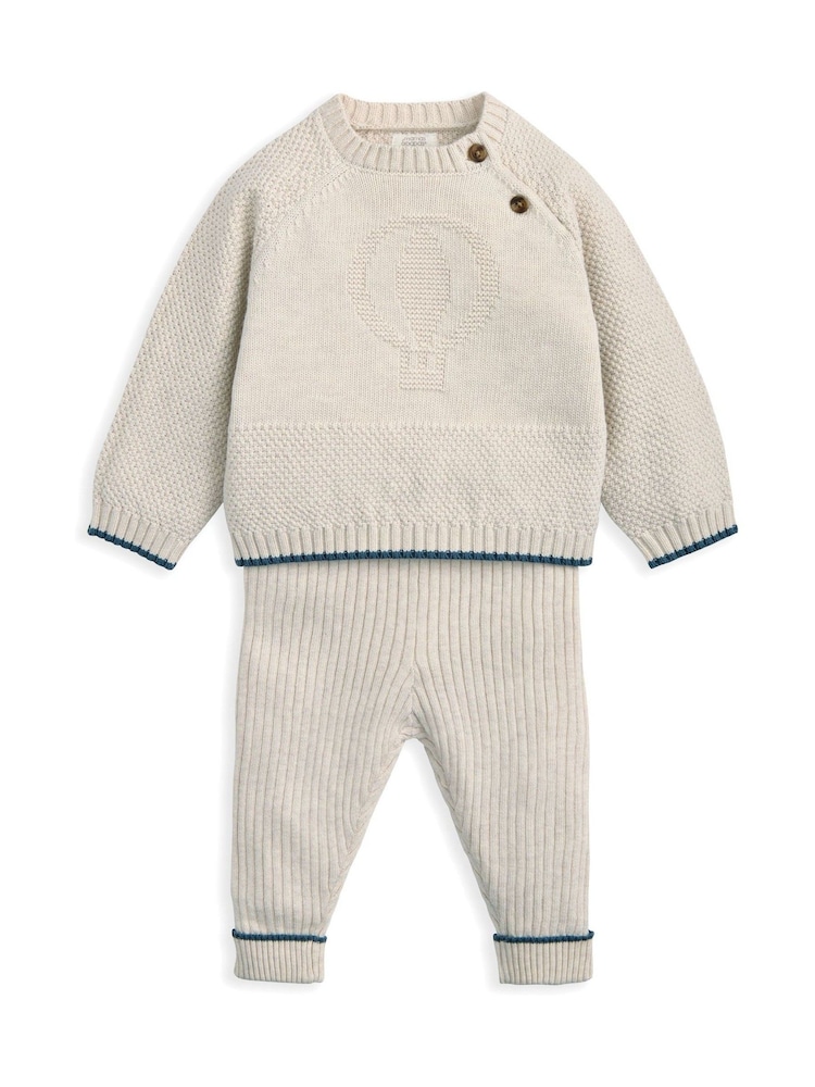 Mamas & Papas Hot Air Balloon Brown Knit Top & Leggings Set - Image 1 of 3 Mamas & Papas Hot Air Balloon Brown Knit Top & Leggings Set - Image 1 of 3