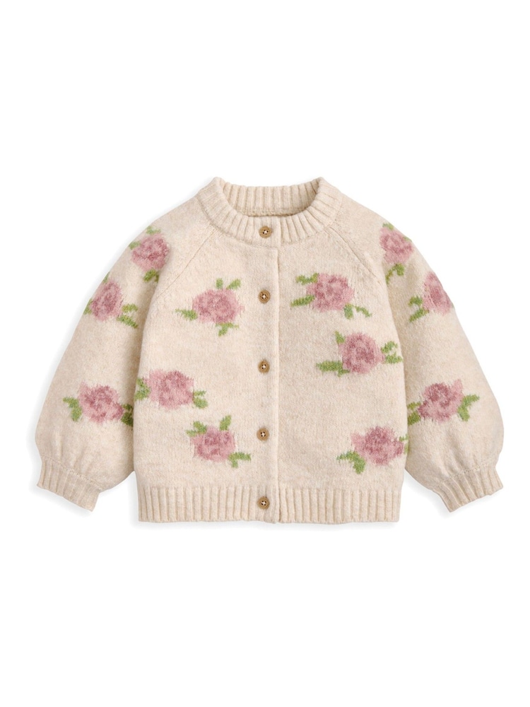 Mamas & Papas Pink Jacquard Knit Cardigan & Leggings Set - Image 2 of 3 Mamas & Papas Pink Jacquard Knit Cardigan & Leggings Set - Image 2 of 3