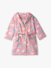 Hatley Pink Big Hearts Fuzzy Fleece Dressing Gown - Image 1 of 2