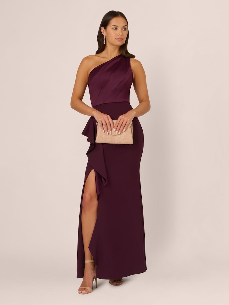 open lace back dress Raisin One Shoulder Floral Embroidered Gown main image 1