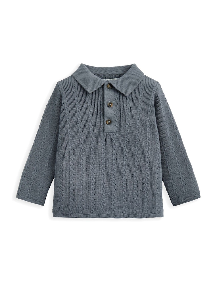 Mamas & Papas Blue Cable Knit Top & Jogger Set - Image 4 of 4 Mamas & Papas Blue Cable Knit Top & Jogger Set - Image 4 of 4