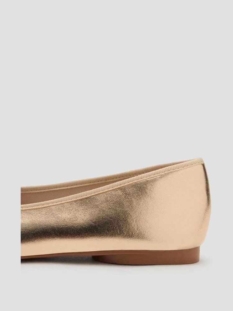 Mango Gold Metallic Ballet Pumps - Image 3 of 3