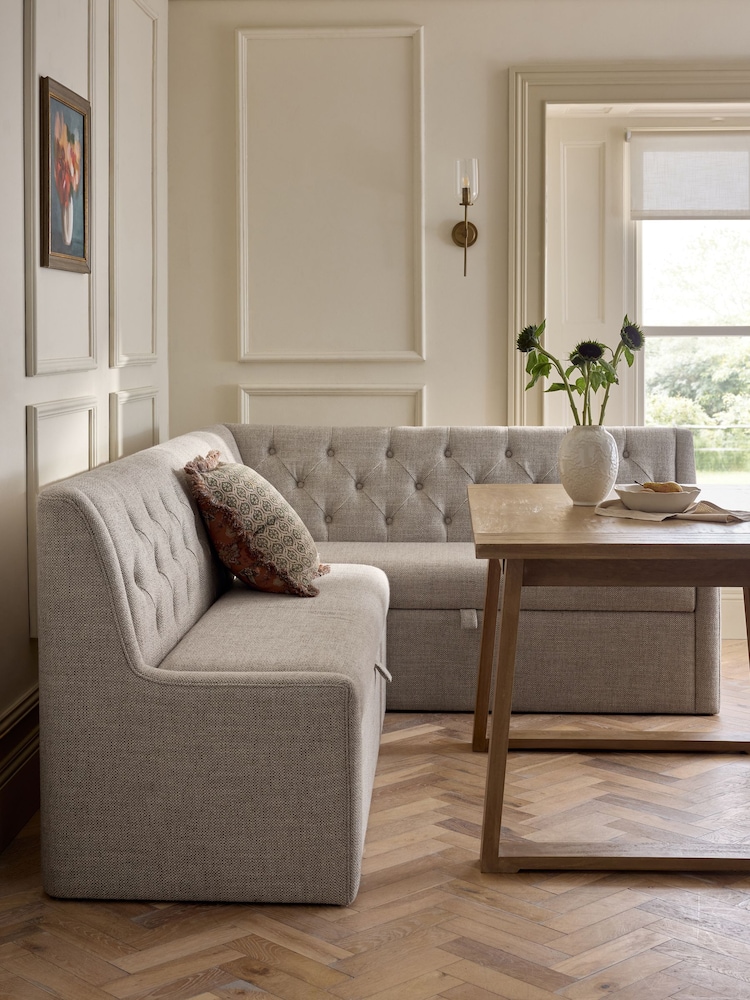 Chunky Weave Mid Natural Wolton Right Hand Corner Storage Dining Bench - Image 1 of 13