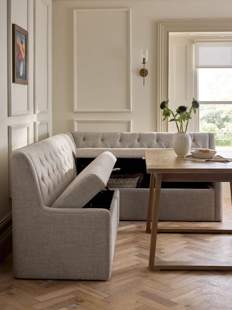 Chunky Weave Mid Natural Wolton Right Hand Corner Storage Dining Bench - Image 2 of 13