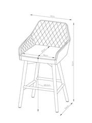 Tweedy Plain Light Natural Hamilton Mid Wood Leg Fixed Height Quilted Kitchen Bar Stool - Image 3 of 9