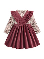 Mamas & Papas Pink Velvet Dress & Floral Bodysuit Set - Image 3 of 5