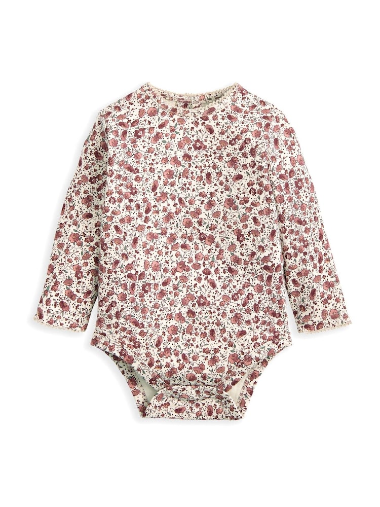 Mamas & Papas Pink Velvet Dress & Floral Bodysuit Set - Image 5 of 5