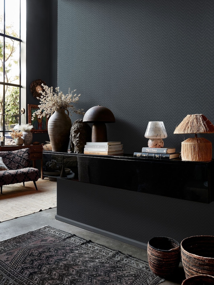 Abigail Ahern Dusk Herringbone Weave 10M Wallpaper - Image 1 of 5