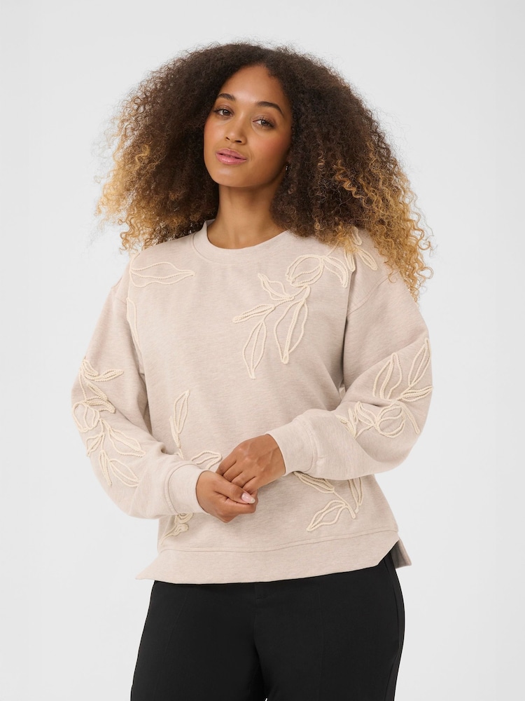 Cream Natural Lovisa Embroidery Long Sleeve Jumper - Image 1 of 6