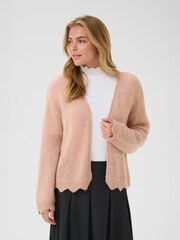 Cream Pink Niso Long Sleeve Open Front Cardigan - Image 1 of 6