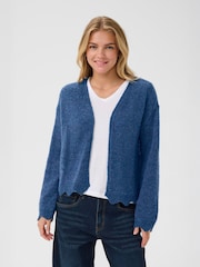 Cream Blue Niso Long Sleeve Open Front Cardigan - Image 1 of 6
