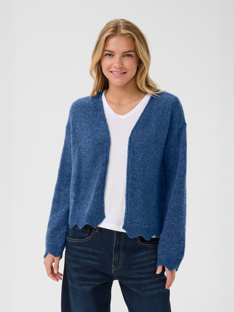 Cream Blue Niso Long Sleeve Open Front Cardigan - Image 1 of 6