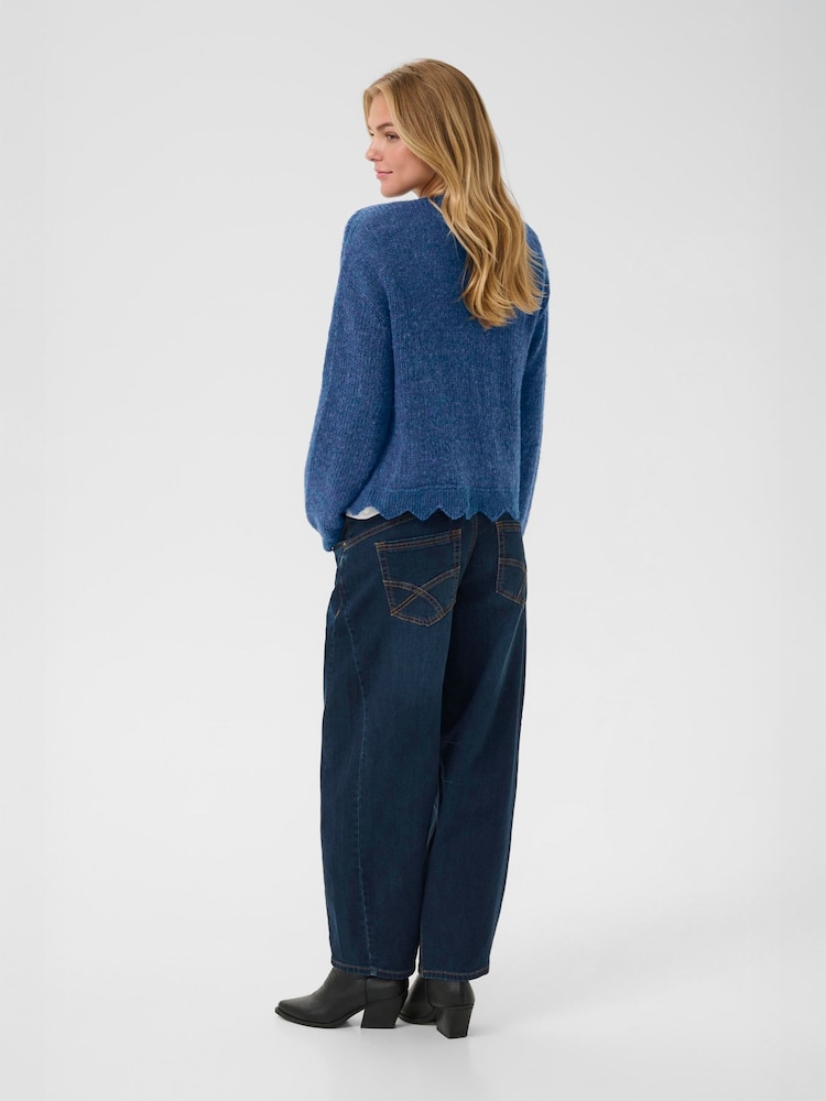 Cream Blue Niso Long Sleeve Open Front Cardigan - Image 2 of 6