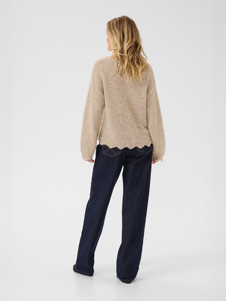 Cream Natural Niso Long Sleeve V-Neck Jumper - Image 2 of 6