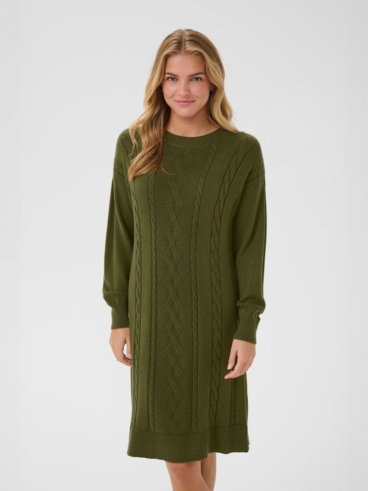 Cream Green Dela Long Sleeve Knit Dress - Image 1 of 6