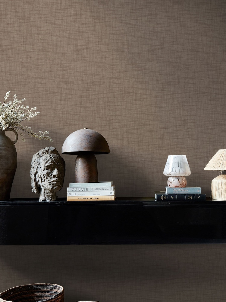 Abigail Ahern Cocoa Weathered Linen A4 Wallpaper Sample - Image 1 of 5