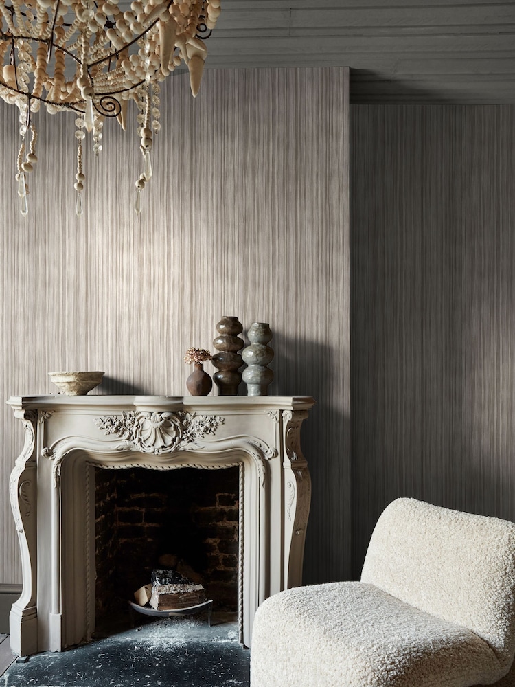 Abigail Ahern Pewter Linear Luxe A4 Wallpaper Sample - Image 1 of 5