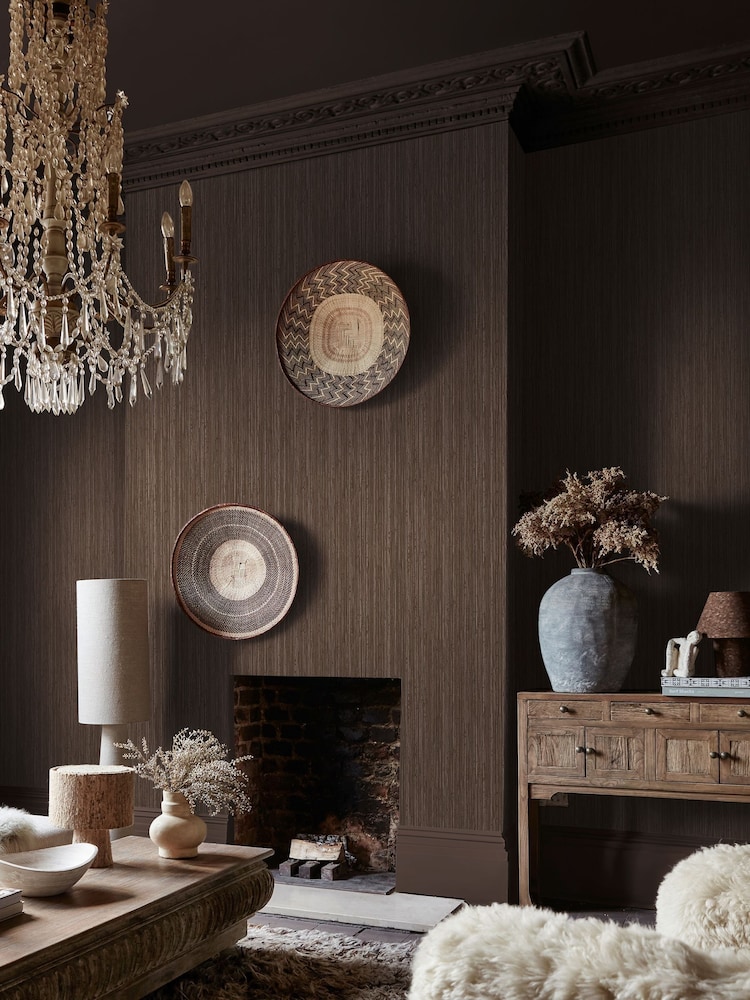 Abigail Ahern Chocolate Fibre Stripe A4 Wallpaper Sample - Image 1 of 5