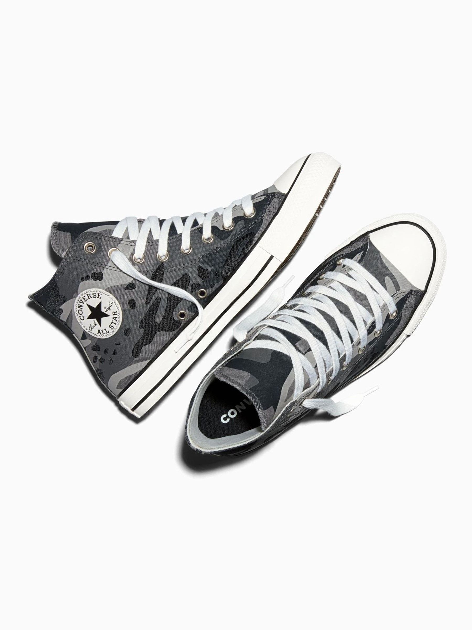 Buy Converse Grey/White Chuck Taylor All Star Wide Camo Trainers