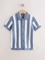 Blue Stripe Knitted Polo Shirt (3-16yrs) - Image 1 of 5