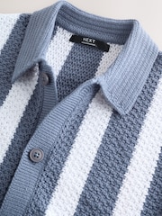 Blue Stripe Knitted Polo Shirt (3-16yrs) - Image 4 of 5