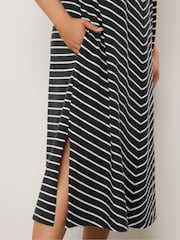Evans Stripe Jersey Slub Black Dress - Imagem 4 de 5