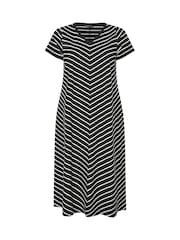 Evans Stripe Jersey Slub Black Dress - Imagem 5 de 5