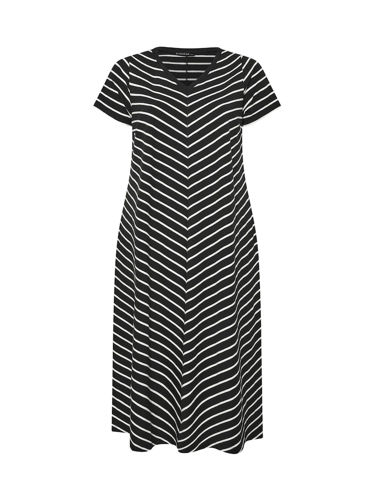Evans Stripe Jersey Slub Black Dress - Imagem 5 de 5