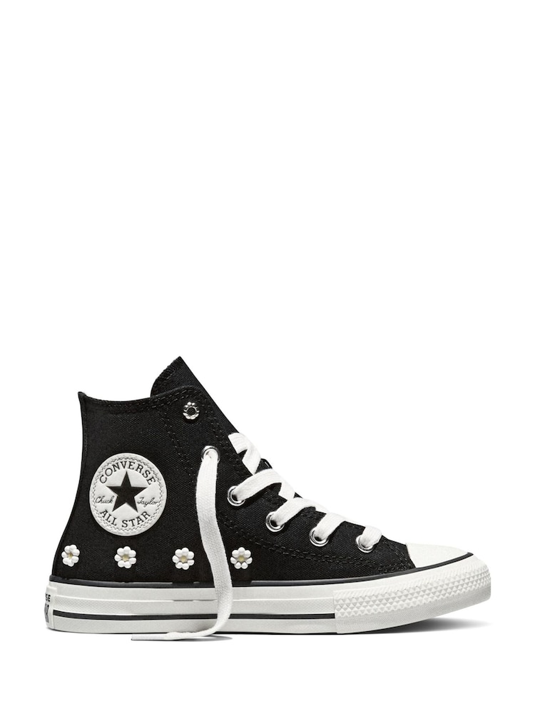 Converse Black/White Chuck Taylor Beaded Hightop Trainers - Image 1 of 8 Converse Black/White Chuck Taylor Beaded Hightop Trainers - Image 1 of 8