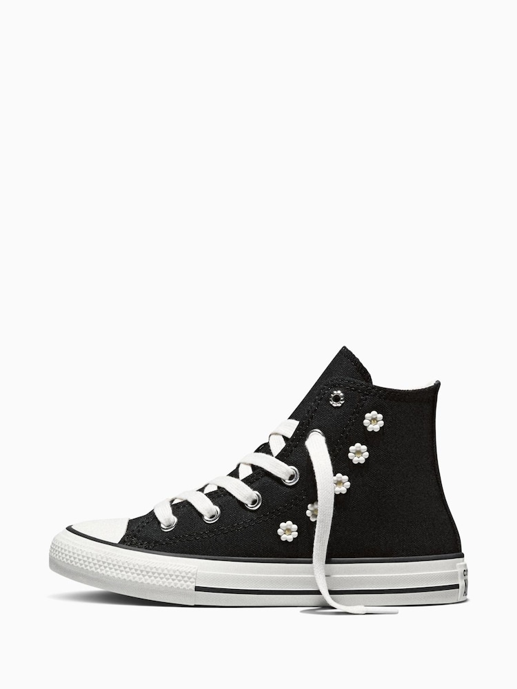 Converse Black/White Chuck Taylor Beaded Hightop Trainers - Image 2 of 8 Converse Black/White Chuck Taylor Beaded Hightop Trainers - Image 2 of 8