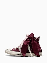 Converse Burgundy Red Chuck Taylor Bow Detail High Trainers - Image 2 of 6