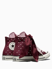Converse Burgundy Red Chuck Taylor Bow Detail High Trainers - Image 3 of 6