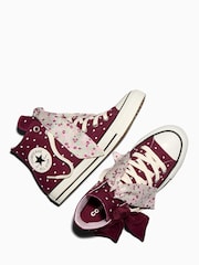 Converse Burgundy Red Chuck Taylor Bow Detail High Trainers - Image 4 of 6