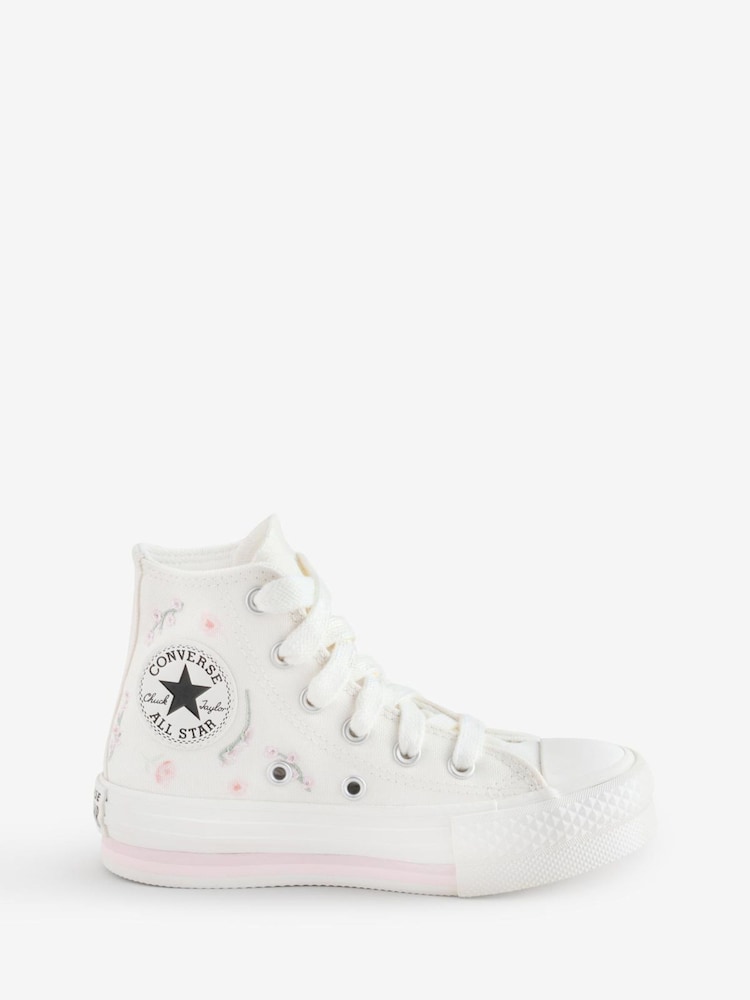 Converse White/Pink Chuck Taylor EVA Lift Floral Trainers - Image 1 of 1 Converse White/Pink Chuck Taylor EVA Lift Floral Trainers - Image 1 of 1