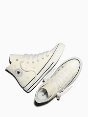 Converse White Chuck Taylor Beaded Flower Hightop Trainers - Image 5 of 7