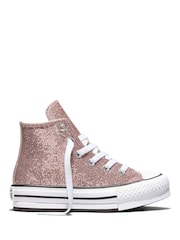 Converse Pink Chuck Taylor EVA Lift Platform Glitter Trainers - Image 3 of 9