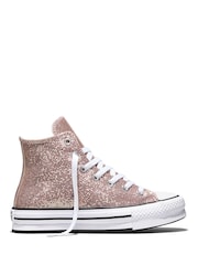 Converse Pink Chuck Taylor EVA Lift Glitter Trainers - Image 1 of 9