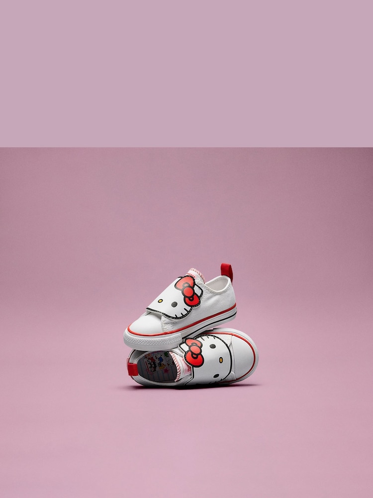 Converse White Hello Kitty 1V Low Trainers - Image 1 of 2