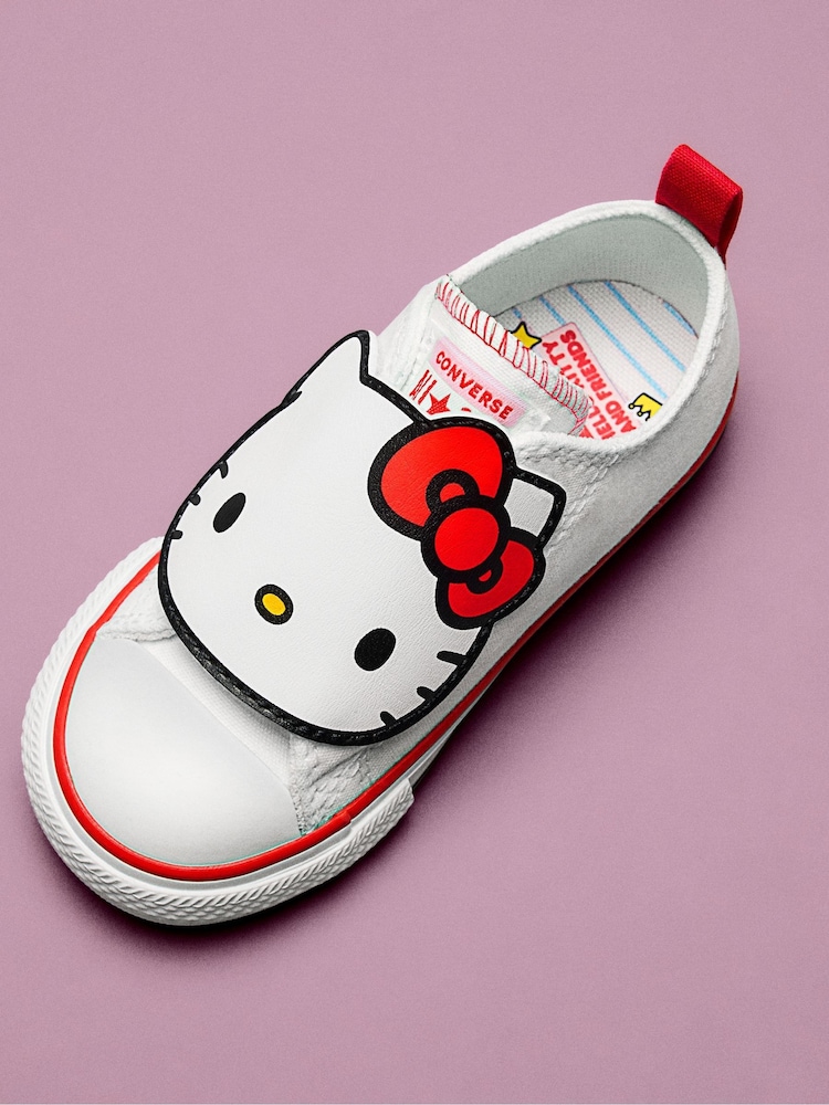 Converse White Hello Kitty 1V Low Trainers - Image 2 of 2