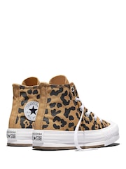 Converse Brown Chuck Taylor EVA Lift Leopard Trainers - Image 5 of 8