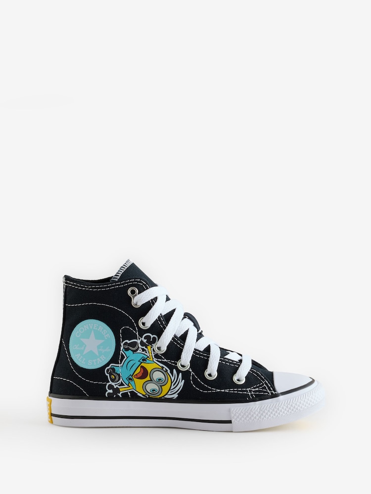 Converse Black/White Minions Classic Hightop Trainers - Image 1 of 7 Converse Black/White Minions Classic Hightop Trainers - Image 1 of 7