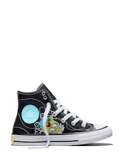 Converse Black/White Minions Classic Hightop Trainers - Image 2 of 7