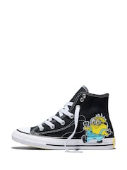 Converse Black/White Minions Classic Hightop Trainers - Image 4 of 7